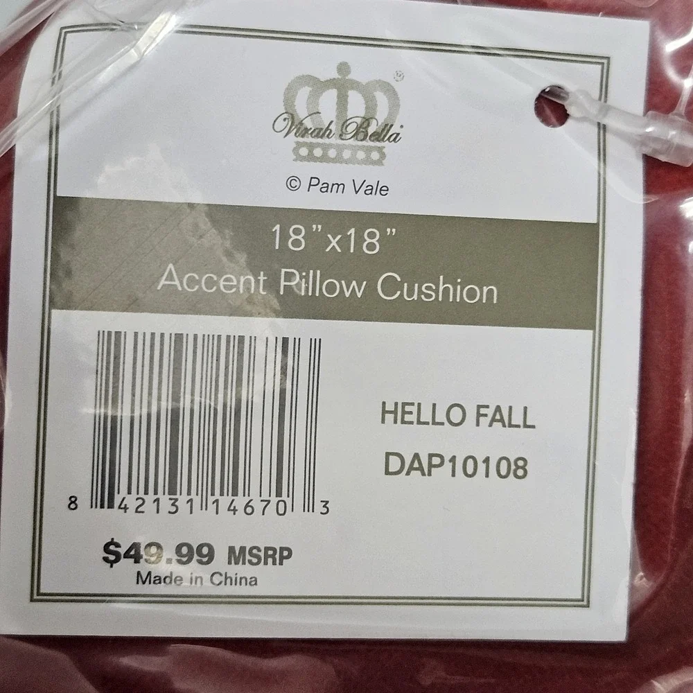 Farmhouse Cottagecore Hello Fall Accent Pillow 18x18 Red Floral Plaid Reversible